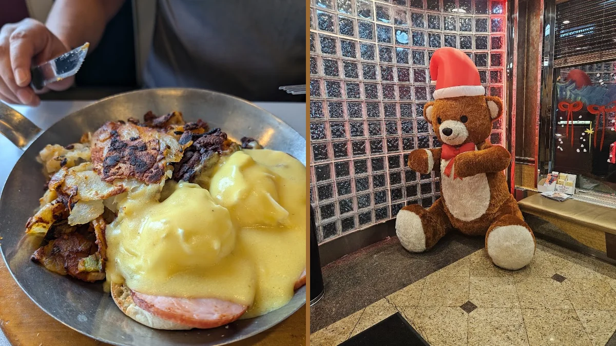 Cozy diner interior with classic breakfast seating.